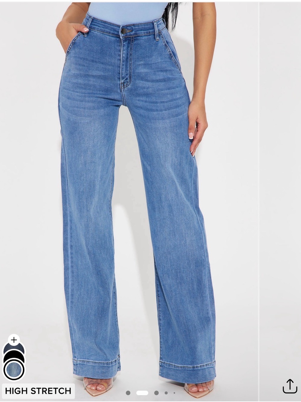 Fashion Nova Light Blue High-Rise Wide Leg Jeans